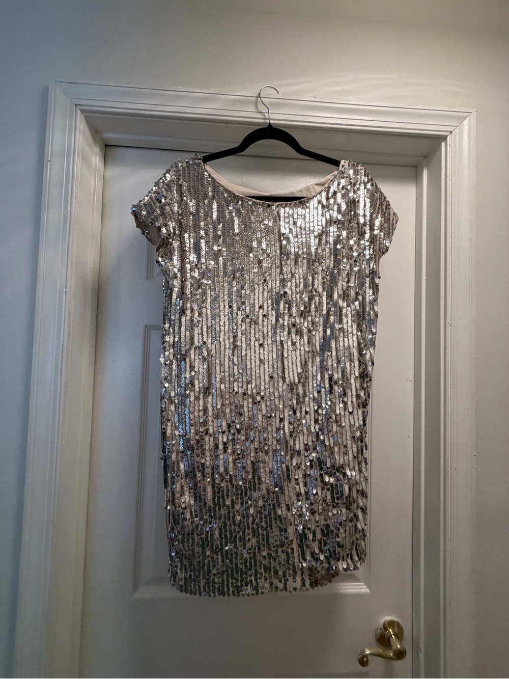 Silver Sequin Shift Dress - Elegant Evening Dress